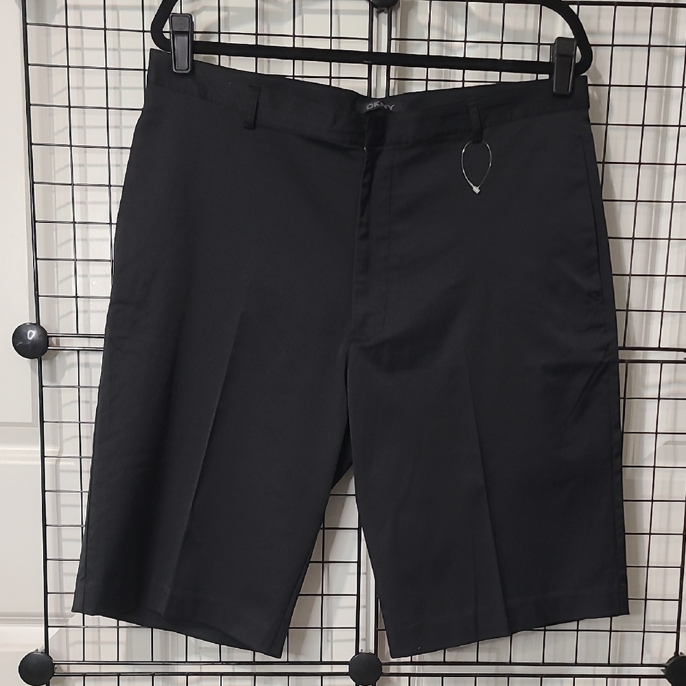 New. DKNY Men's Black "Toxido" Flat Front Shorts